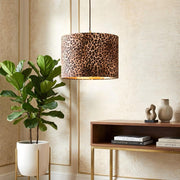 Pantalla de lámpara tipo tambor Wildlux con patrón de leopardo – Pantalla decorativa de tela para interiores del hogar